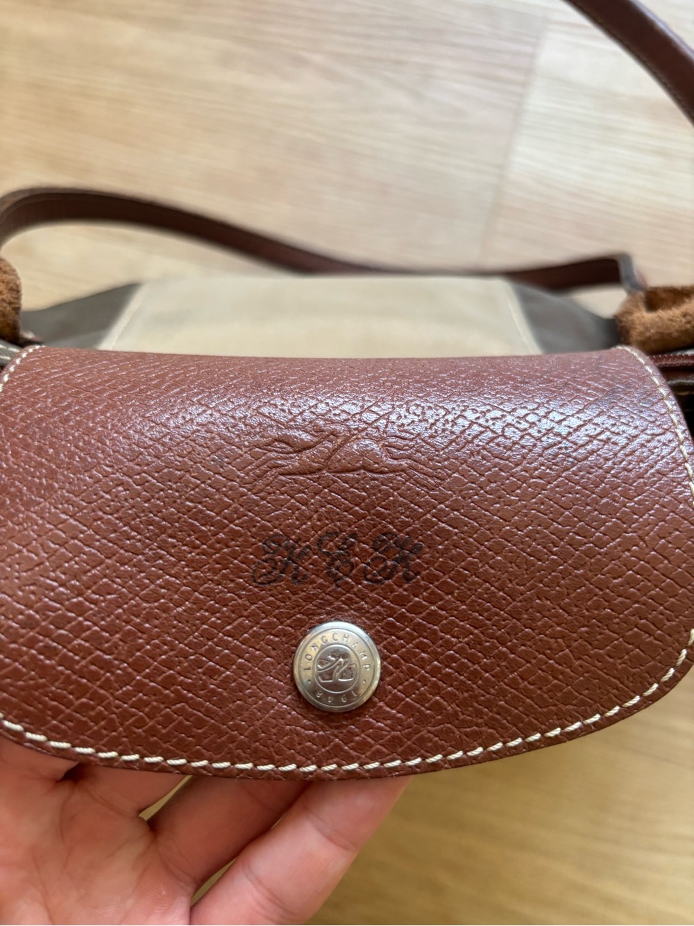 Custom Longchamp Two-Tone Brown/Tan Le Pliage Tote Medium - Picture 5 of 8